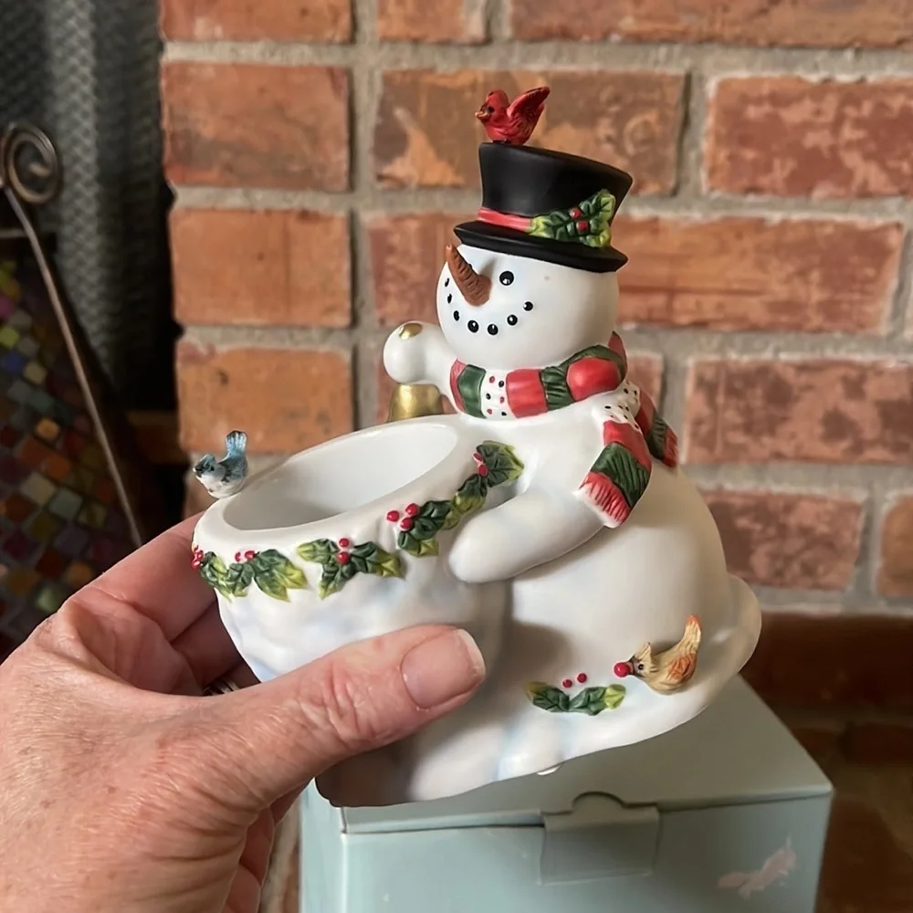 NIB PartyLite Snowbell Snowman Votive Holder